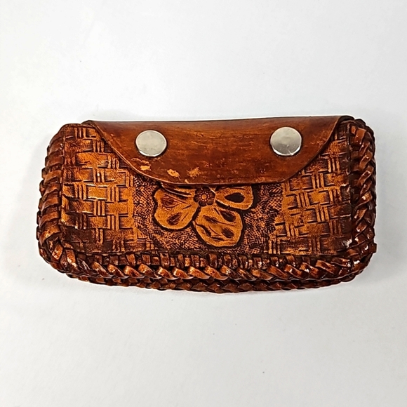 All Natural Small Brown Leather Key & Card Holder Coin Pouch - Picture 1 of 5